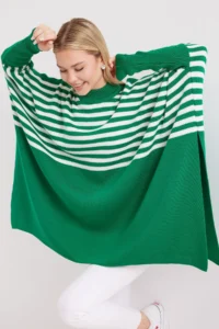 Bigdart 15783 slit Poncho Sweater - F. Green - Image 5
