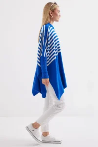 Bigdart 15783 slit Poncho Sweater - F. Saks BLUE BLUE - Image 3