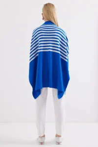 Bigdart 15783 slit Poncho Sweater - F. Saks BLUE BLUE - Image 6