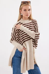 Bigdart 15783 slit Poncho Sweater - F.Beige - Image 3