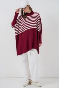 Bigdart 15783 slit Poncho Sweater - H. Burgundy - Image 2