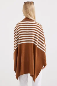 Bigdart 15783 slit Poncho Sweater - Light Brown - Image 6