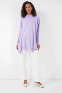 Bigdart 15783 slit Poncho Sweater - Lilac - Image 2