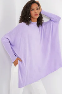 Bigdart 15783 slit Poncho Sweater - Lilac - Image 3