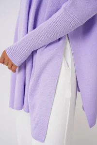 Bigdart 15783 slit Poncho Sweater - Lilac - Image 4