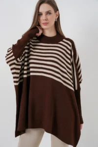 Bigdart 15783 slit Poncho Sweater - m. Brown