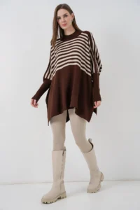 Bigdart 15783 slit Poncho Sweater - m. Brown - Image 2