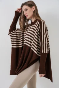 Bigdart 15783 slit Poncho Sweater - m. Brown - Image 3