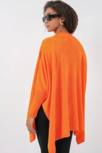 Bigdart 15783 slit Poncho Sweater - Orange - Image 6