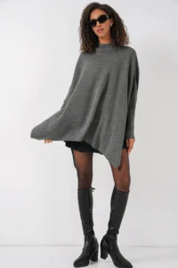 Bigdart 15783 slit Poncho Sweater - Pain - Image 2