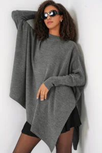 Bigdart 15783 slit Poncho Sweater - Pain - Image 4
