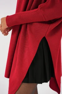 Bigdart 15783 slit Poncho Sweater - Red - Image 4