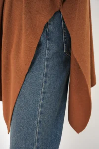 Bigdart 15783 slit Poncho Sweater - Tan - Image 5