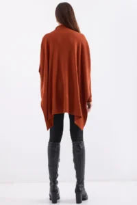 Bigdart 15783 slit Poncho Sweater - Brick Red - Image 6