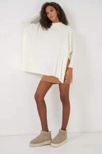Bigdart 15783 slit Poncho Sweater - WHITE - Image 2