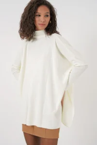 Bigdart 15783 slit Poncho Sweater - WHITE - Image 3