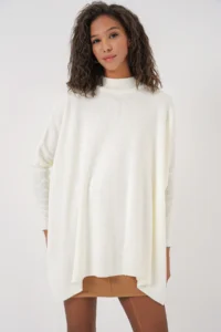 Bigdart 15783 slit Poncho Sweater - WHITE - Image 4