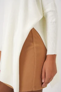 Bigdart 15783 slit Poncho Sweater - WHITE - Image 6