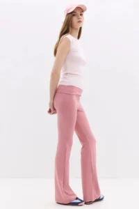 No Matter What Women's Flare Trousers Flare Leg Folding Waist Cotton - Image 2