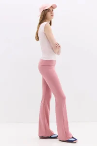 No Matter What Women's Flare Trousers Flare Leg Folding Waist Cotton - Image 3