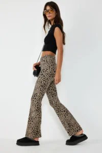 No Matter What Women's Leopard Patterned Trousers, Elastic Waist, Cotton - Image 3