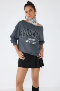 No Matter What Women's Brooklyn Letter Sweatshirt Crew Neck Long Sleeve 100% Cotton Comfortable Cut - Image 2