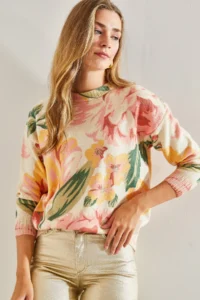 Bianco Lucci Women Beige Fuchsia fragmented Knitwear Sweater - Image 7