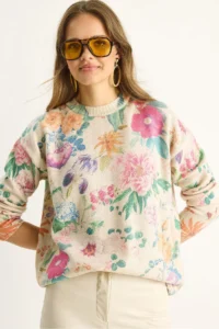 Bianco Lucci Women Beige Green fragmented Knitwear Sweater - Image 3