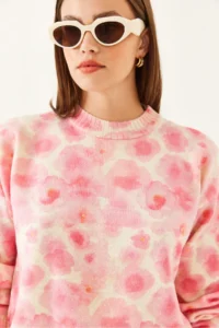 Bianco Lucci Women BEIGE PINK fragmented Knitwear Sweater - Image 3