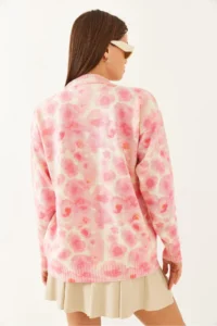 Bianco Lucci Women BEIGE PINK fragmented Knitwear Sweater - Image 4