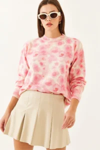 Bianco Lucci Women BEIGE PINK fragmented Knitwear Sweater - Image 5