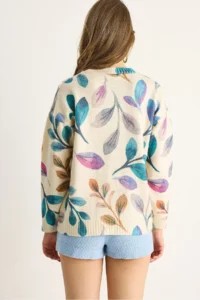 Bianco Lucci Women Beige Turquoise fragmented Knitwear Sweater - Image 7