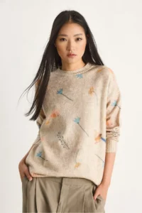 Bianco Lucci Women Beige fragmented Knitwear Sweater