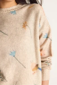 Bianco Lucci Women Beige fragmented Knitwear Sweater - Image 6
