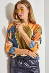 Bianco Lucci Women Multicolored fragmented Knitwear Sweater - Image 6