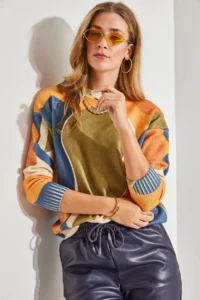Bianco Lucci Women Multicolored fragmented Knitwear Sweater - Image 7