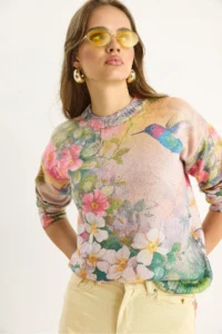Bianco Lucci Women PINK BLUE fragmented Knitwear Sweater - Image 3