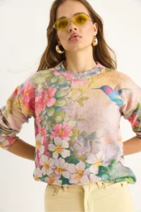 Bianco Lucci Women PINK BLUE fragmented Knitwear Sweater - Image 4