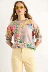 Bianco Lucci Women PINK BLUE fragmented Knitwear Sweater - Image 5