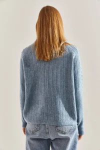 Bianco Lucci Women Baby BLUE Patterned Knitwear Sweater - Image 3
