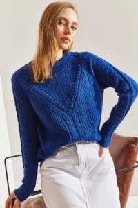 Bianco Lucci Women Saks BLUE BLUE mavisi Patterned Knitwear Sweater