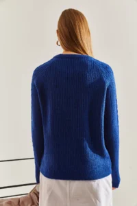 Bianco Lucci Women Saks BLUE BLUE mavisi Patterned Knitwear Sweater - Image 3