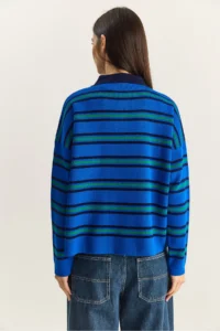 Bianco Lucci Women's Saks Polo Neck Striped Basic Knitwear Sweater - Image 7