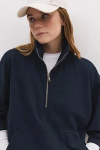 No Matter What Women's Half Zipper Sweatshirt Long Sleeve with Modal Content - Image 2
