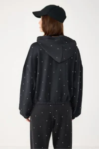No Matter What Women's Zippered Hooded Sweatshirt Jacket Stone Printed Soft Fabric - Image 7