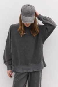 No Matter What Women's Slogan Sweatshirt Faded Effect Washed Crew Neck