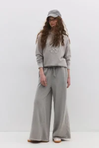 No Matter What Women's Wide Leg Sweatpants with Pockets Cotton 2 Threads Comfortable Cut