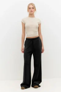 No Matter What Women's Wide Leg Sweatpants Elastic Waist Lace Up Modal Blend