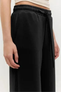No Matter What Women's Wide Leg Sweatpants Elastic Waist Lace Up Modal Blend - Image 2