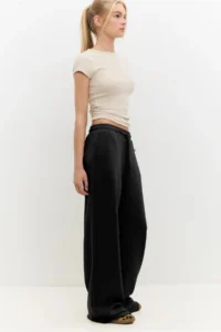 No Matter What Women's Wide Leg Sweatpants Elastic Waist Lace Up Modal Blend - Image 5